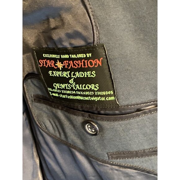 Black Blazer Men's Single Breasted 2 Button LC Shield Brass Button Star Fashion - Picture 8 of 10